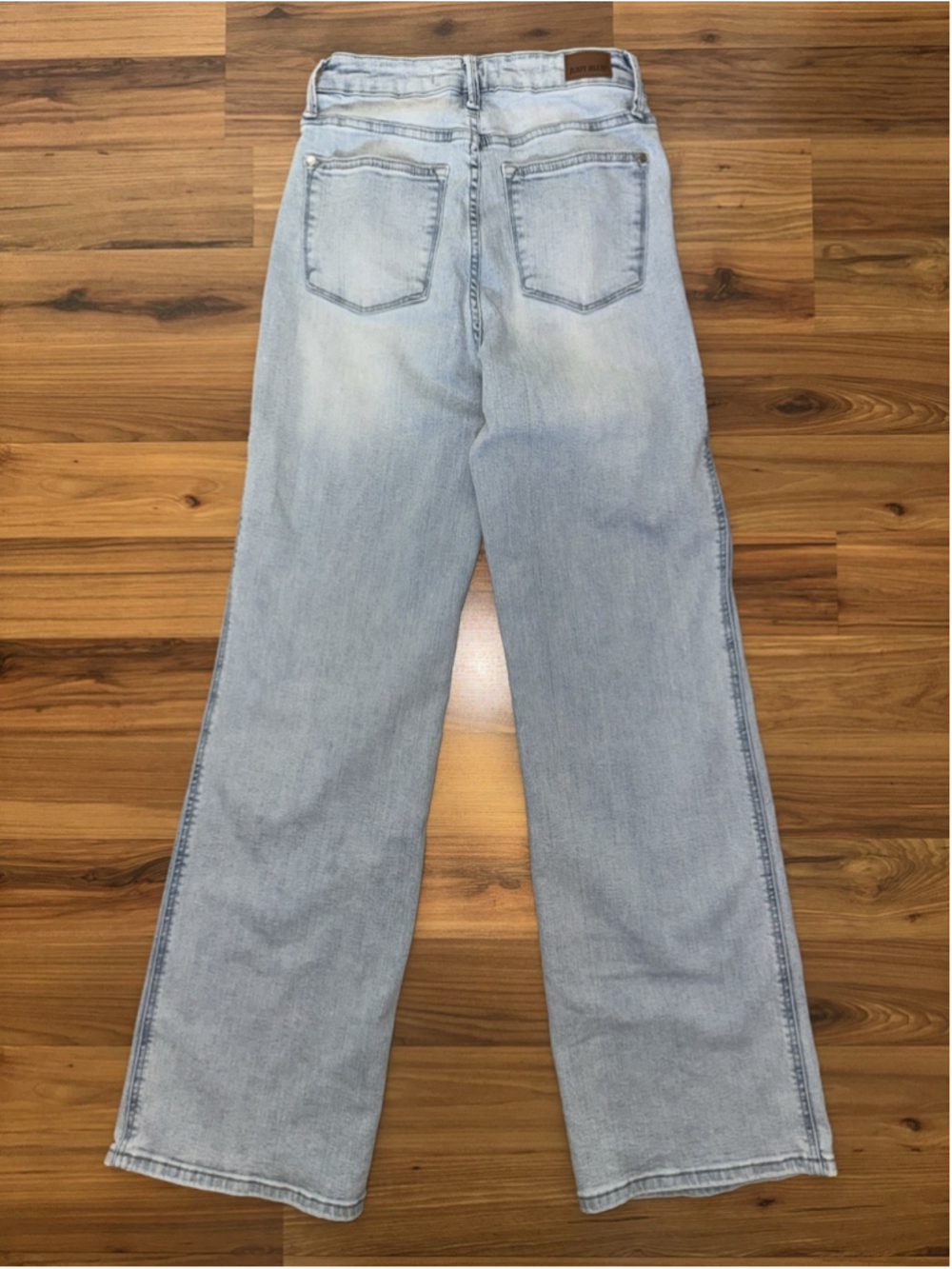Judy Blue Wide Leg Jeans Light Wash High Rise Stretch Denim Size 3/26 Boho Y2K - Picture 2 of 11